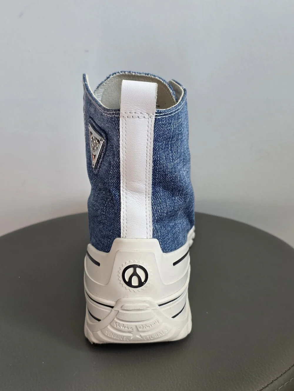 Wishbone Denim Platform High Top Sneakers Chunky Lug Sole Blue Jean Lace Up 10 - Picture 4 of 11